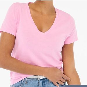 J. Crew Factory h5967 Pink Vintage slub cotton V-neck tee  NWT
